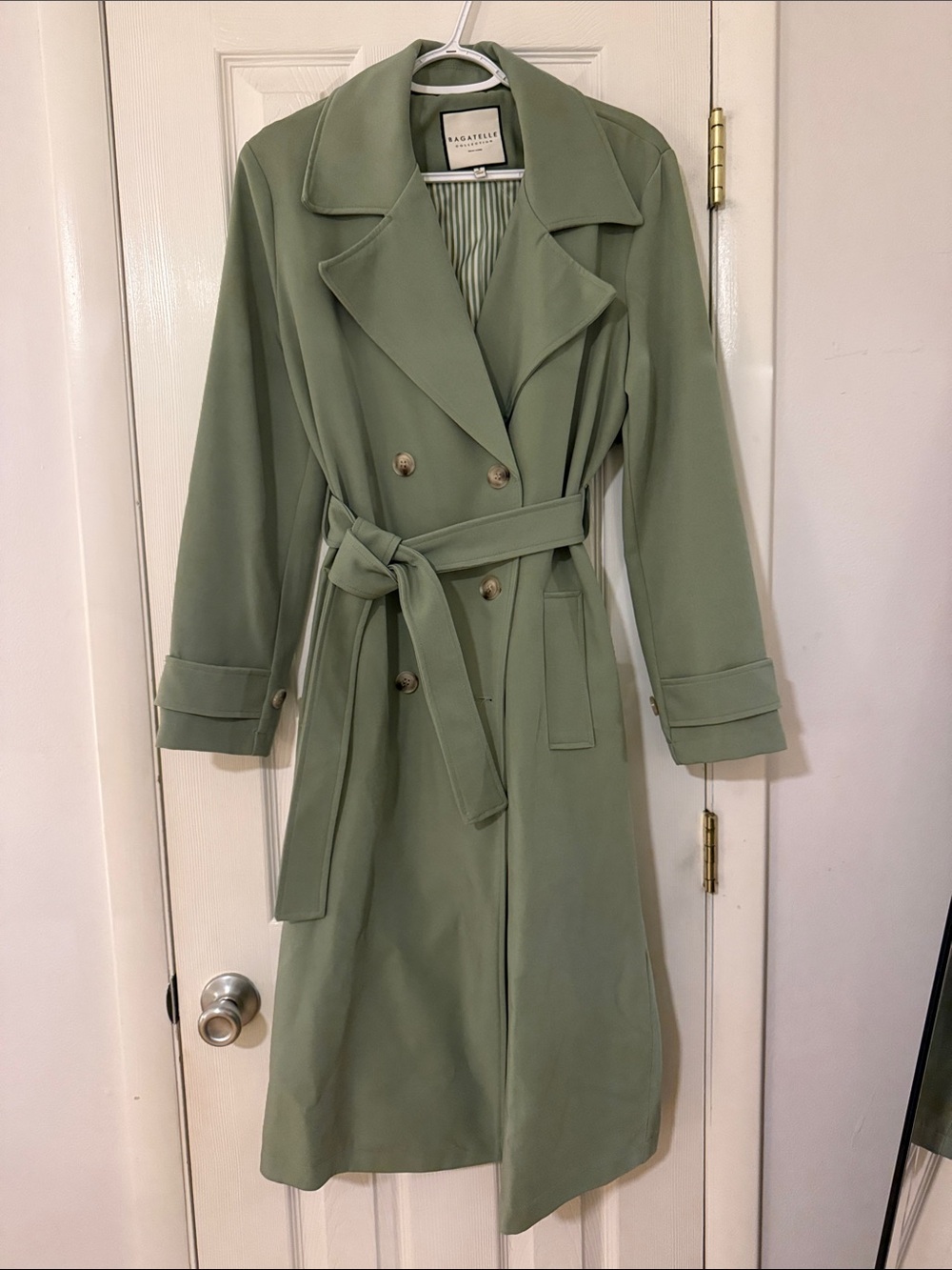 New Without Tags - bagatelle Olive Sage Double-Breasted Trench Coat with Belt